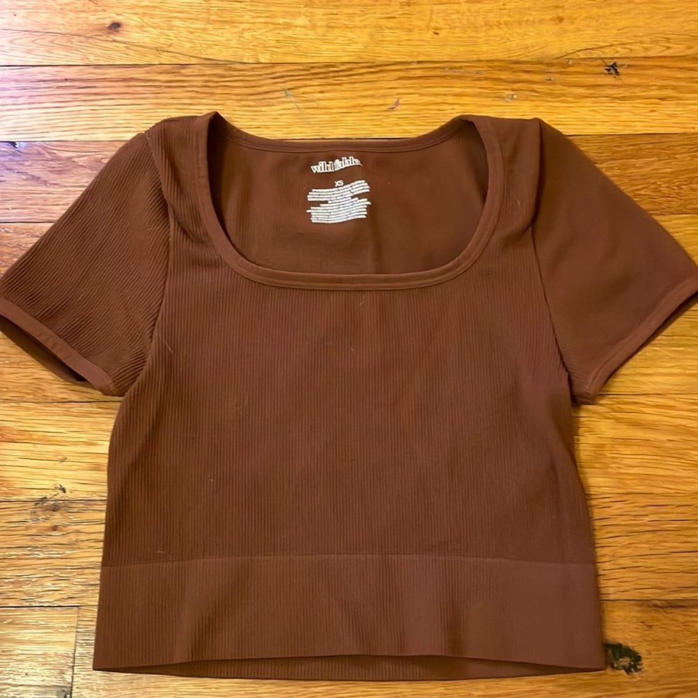 WILD FABLE,Cute ribbed u necked crop top